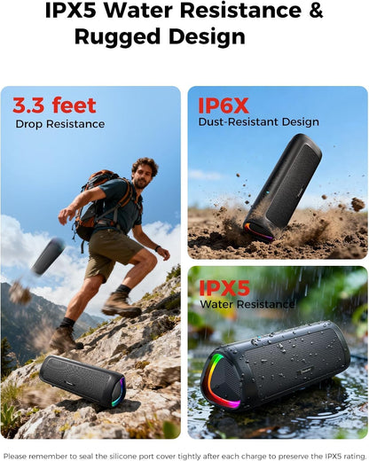 Bluetooth Speaker, 20W HD Sound, Portable Wireless, IPX5 Waterproof, Up to 24H Playtime, TWS Pairing, for Home/Party/Outdoor/Camping/Beach Essentials, Electronic Gadgets, Birthday Gift (Black)
