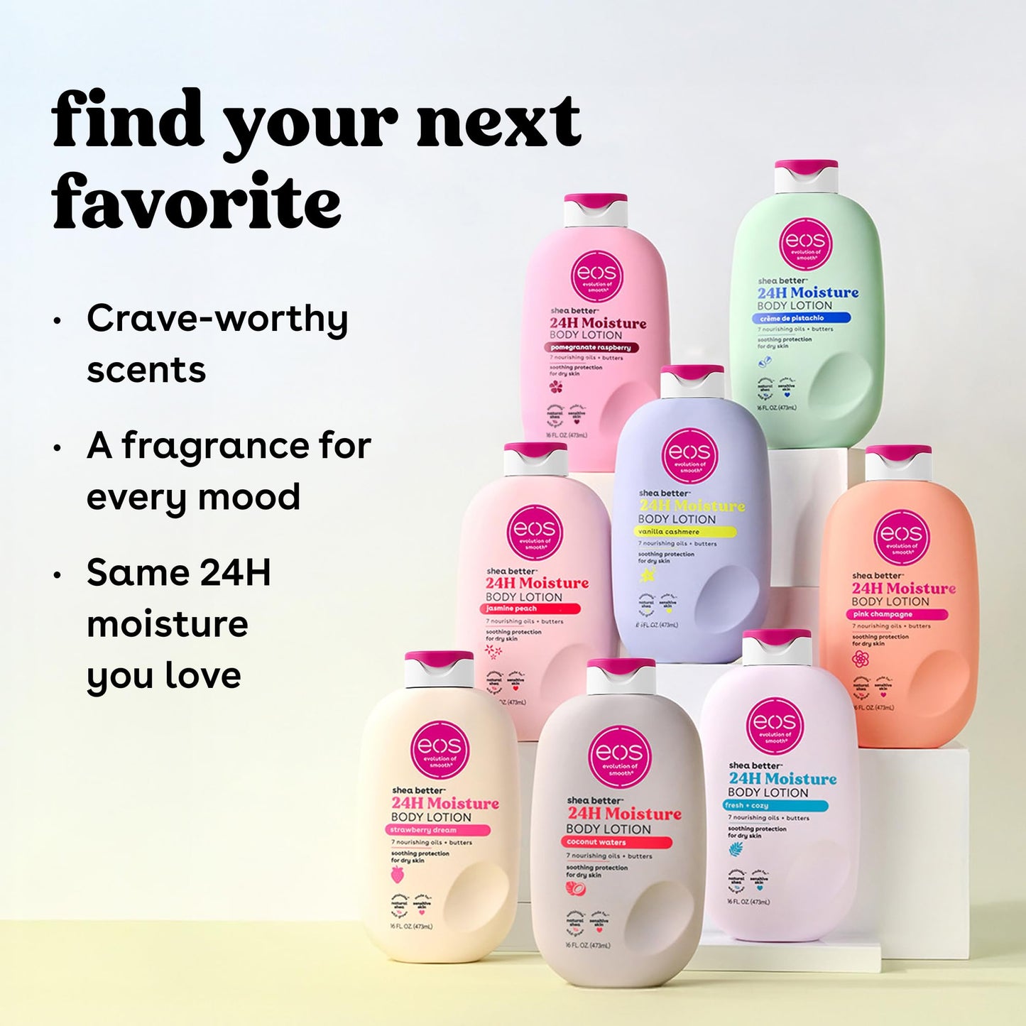 eos Shea Better Body Lotion- Vanilla Cashmere, 24-Hour Moisture, 16 fl oz