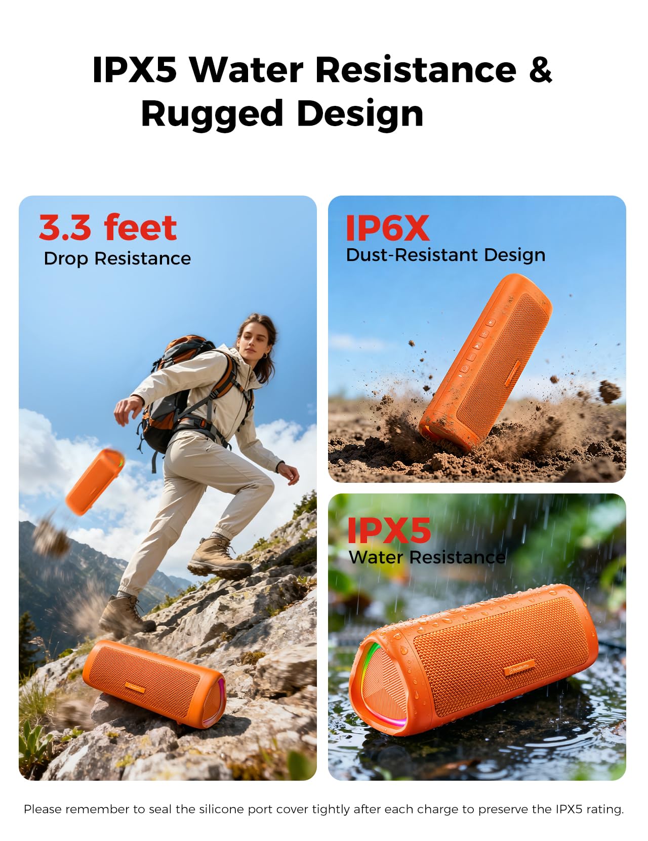 Bluetooth Speaker, 20W HD Sound, Portable Wireless, IPX5 Waterproof, Up to 24H Playtime, TWS Pairing, for Home/Party/Outdoor/Camping/Beach Essentials, Electronic Gadgets, Birthday Gift (Black)
