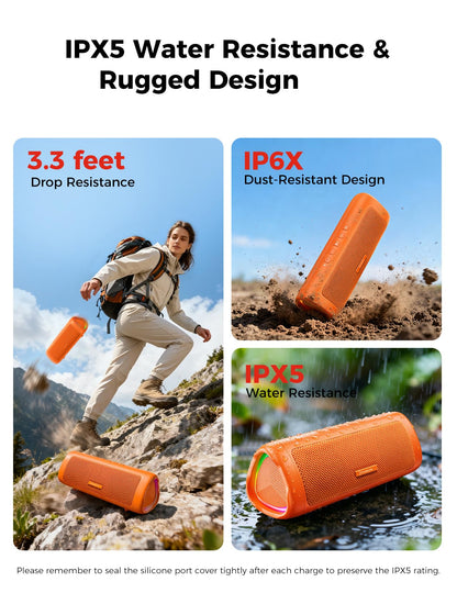 Bluetooth Speaker, 20W HD Sound, Portable Wireless, IPX5 Waterproof, Up to 24H Playtime, TWS Pairing, for Home/Party/Outdoor/Camping/Beach Essentials, Electronic Gadgets, Birthday Gift (Black)