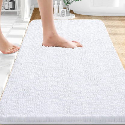 OLANLY Bathroom Rugs 30x20, Extra Soft Absorbent Chenille Bath Rugs | Grey, Quick-Drying Rubber Backing, Machine Washable Bath Mat for Bathroom Floor, Tub and Shower, Home Decor Accessories