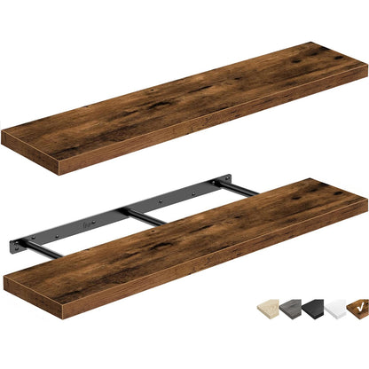 QEEIG Bathroom Floating Shelves for Wall - 15.7" Wall Mounted Shelf Over Toilet Farmhouse Home Decor Display Bookshelf Small 15.7 x 6.7 inch Set of 2, Rustic Brown (008-40BN)