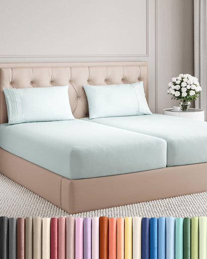 Twin XL 3 Piece Sheet Set - College Dorm Room Essentials - White | Deep Pocket Bed Sheets for Women, Men, Teens & Students, Soft, Cooling, Breathable & Wrinkle Free, Oeko-Tex Bed Sheet Set