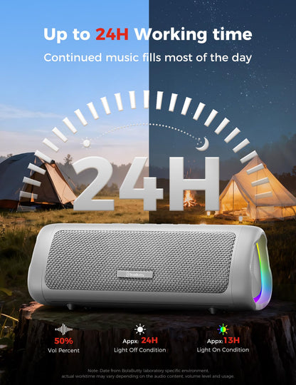 Bluetooth Speaker, 20W HD Sound, Portable Wireless, IPX5 Waterproof, Up to 24H Playtime, TWS Pairing, for Home/Party/Outdoor/Camping/Beach Essentials, Electronic Gadgets, Birthday Gift (Black)