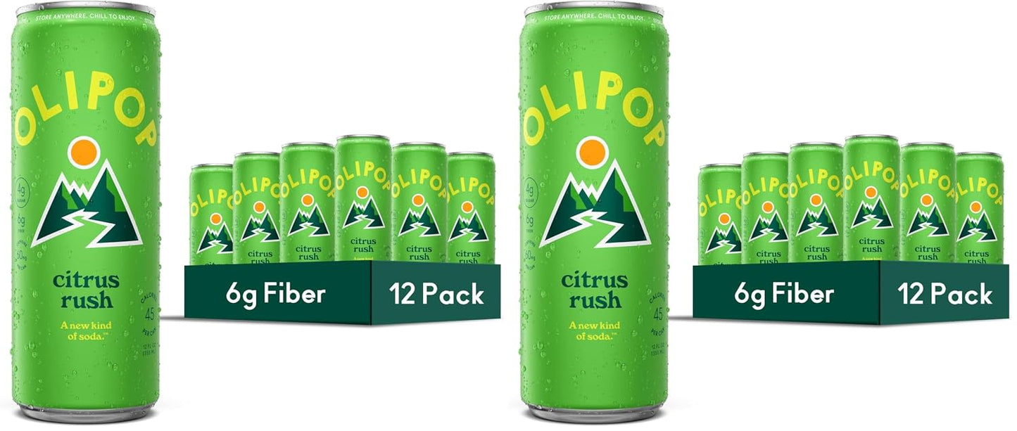 OLIPOP 6g Fiber Prebiotic Soda, Classic Grape, 12 fl oz, 12Pack Skinny | Shelf Stable Prebiotic Soda (Skinny), 6g Fiber, 5g Sugar, Digestive Health Support, Prebiotics & Botanicals, Gluten Free