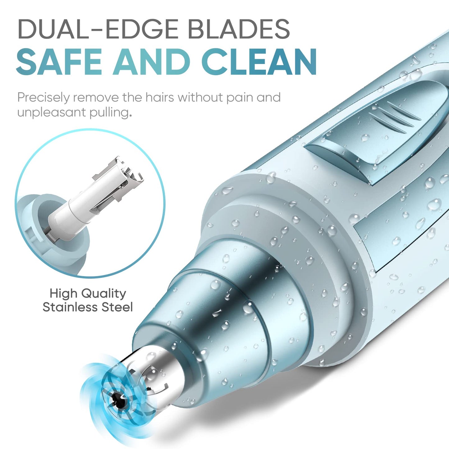 Ear and Nose Hair Trimmer Clipper - 2026 Professional Painless Eyebrow & Facial Hair Trimmer for Men Women,Battery-Operated Trimmer with IPX7 Waterproof,Dual Edge Blades for Easy Cleansing Black