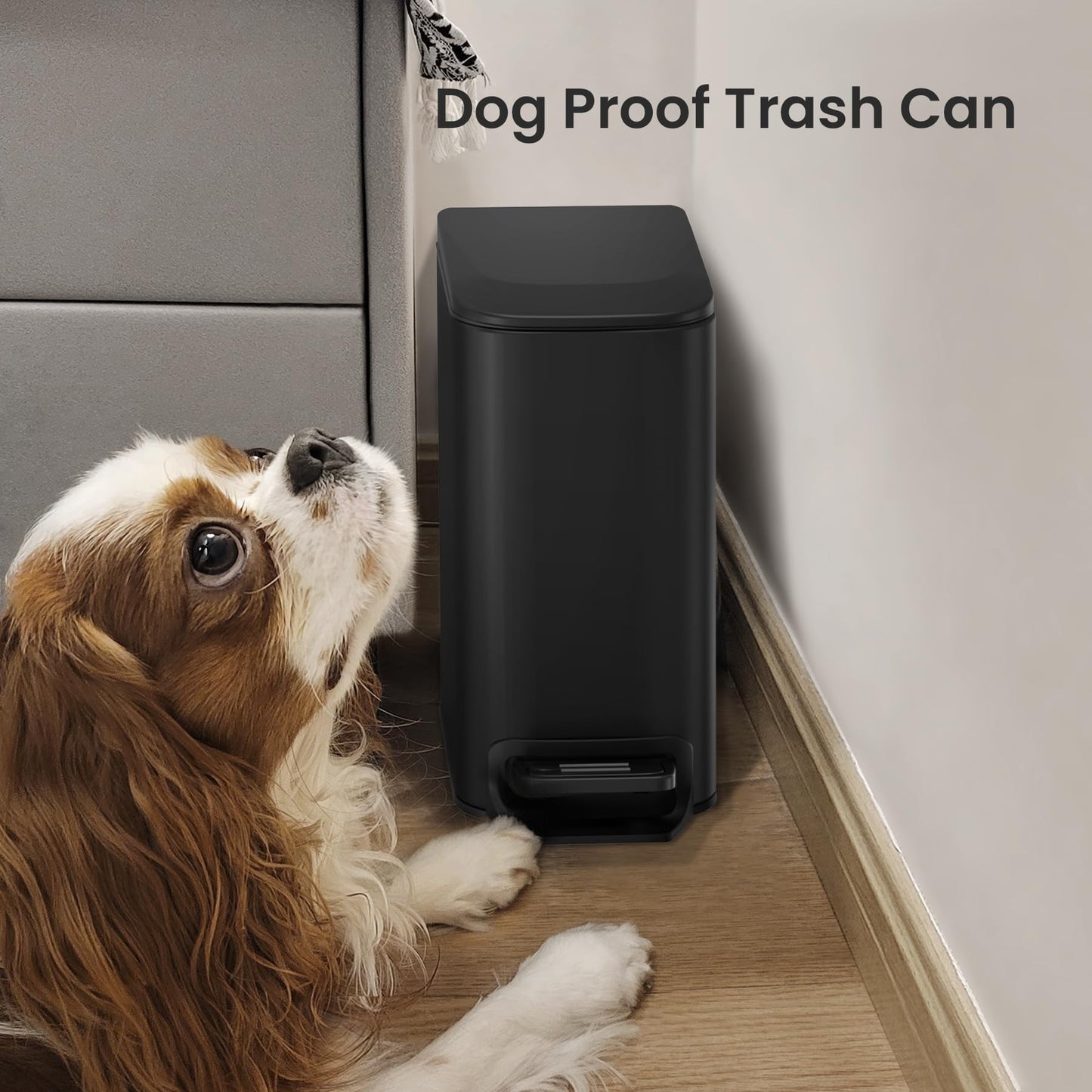 Cesun Small Bathroom Trash Can with Lid, 1.6 Gal, Soft Close, Sage Green | Step pedal soft close, Slim 5.9in fits narrow spaces, Stainless steel, Anti-fingerprint, Removable inner bucket, Odor seal
