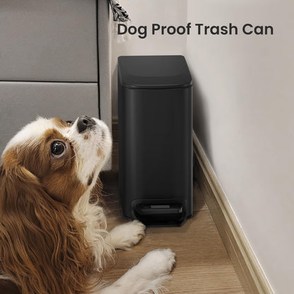 Cesun Small Bathroom Trash Can with Lid, 1.6 Gal, Soft Close, Sage Green | Step pedal soft close, Slim 5.9in fits narrow spaces, Stainless steel, Anti-fingerprint, Removable inner bucket, Odor seal
