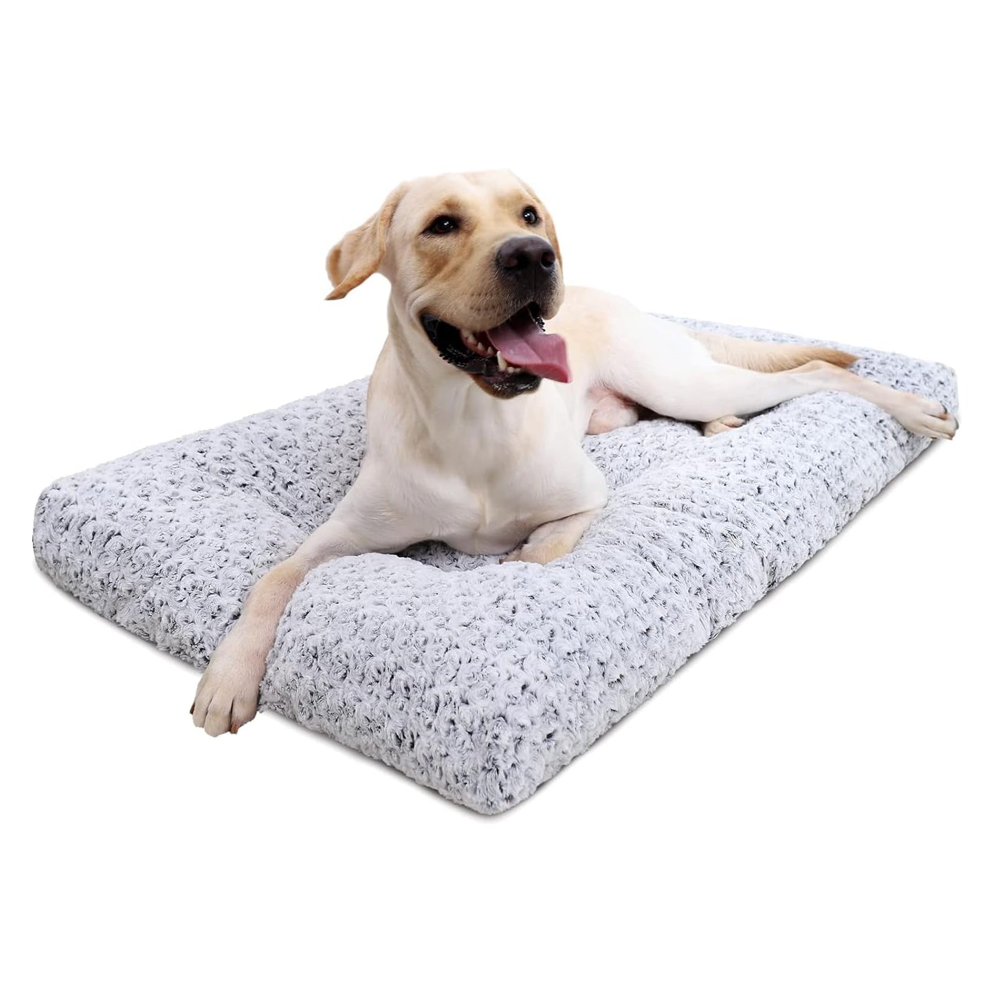 KSIIA Washable Dog Bed Medium Size Dog Crate Bed Plush Pet Mat 35"x23" Gray | Deluxe Plush Comfy Kennel Pad, Anti-Slip Bottom,Deep Sleeping Mat for Medium Dogs,Machine Washable for Easy Cleaning