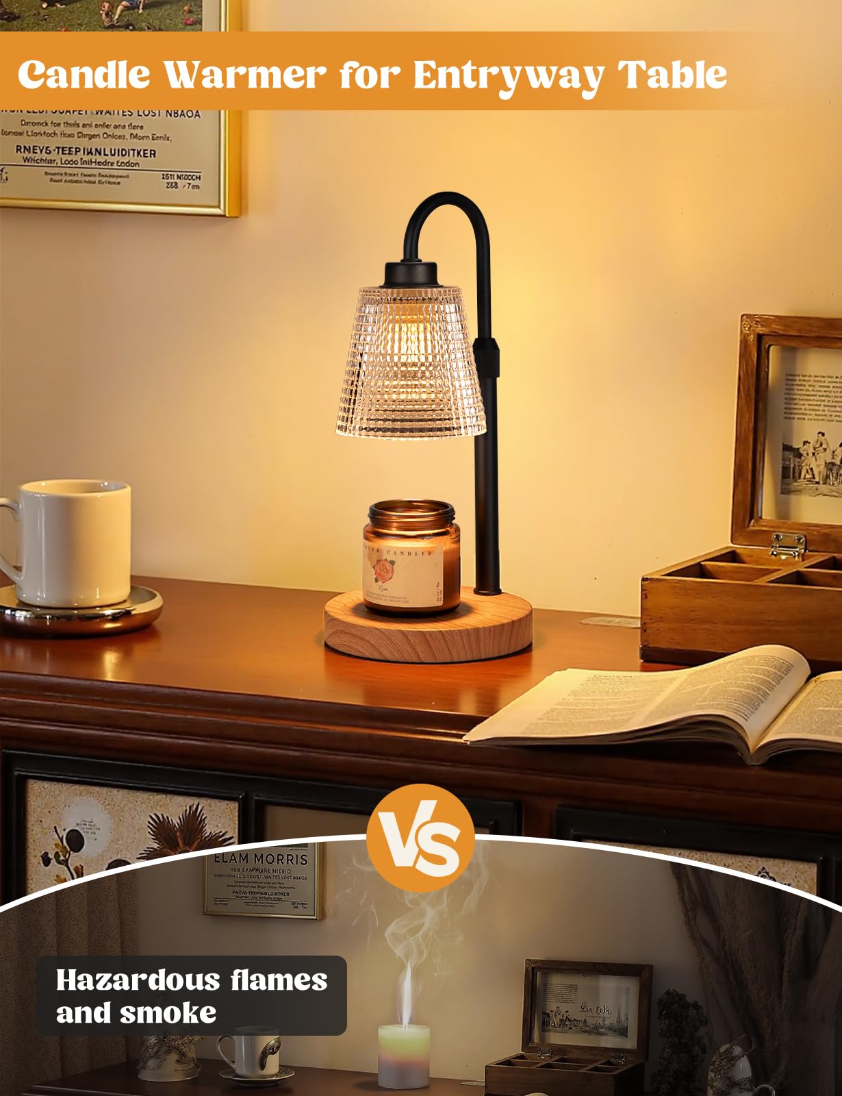 Candle Warmer Lamp with Timer Home Decor Birthday Gifts for Women | Dimmable Candle Warmer for Jar Candles, Height Adjustable Wax Melts Warmer,Room Decor House Warming Gifts New