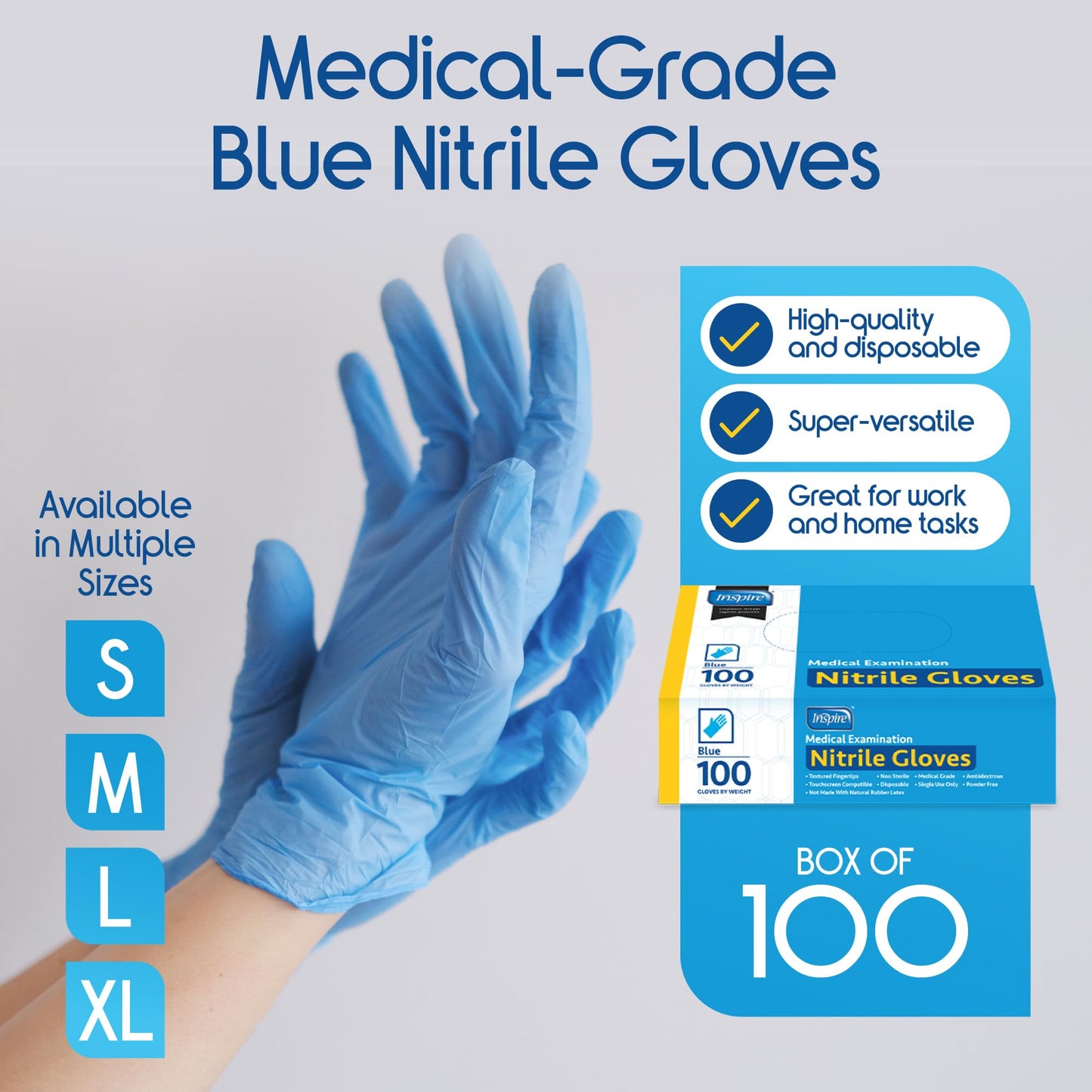 Inspire Black Nitrile Disposable Gloves | 4.5 Nitrile Disposable Safety Medical Cooking Cleaning Gloves