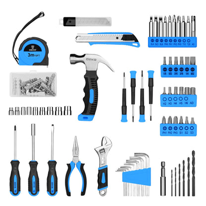 DEKOPRO Drill Set, Home Tool Set with 8V Pink Cordless Drill, Hand Tool Kit for Women, 126 pcs