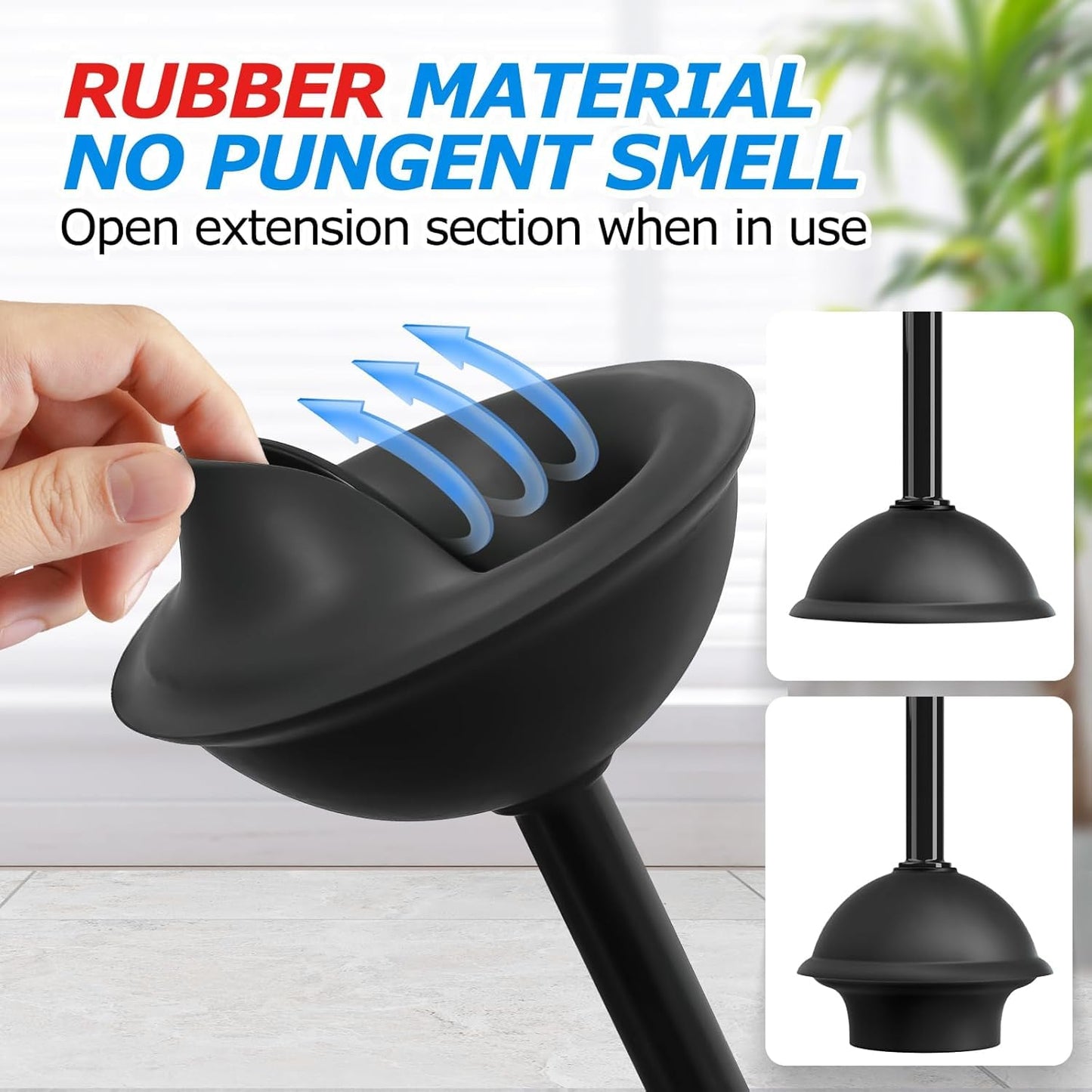 FORASTO 2in1 Toilet Brush and Plunger Set - Bathroom Bowl Holder Combo | 21" Extended, Apartment Must Haves, Accessories Decor, Essentials, New Home Storage, Scrubbing Tools, Washing Supplies, Black