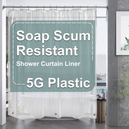AmazerBath Plastic Shower Curtain Clear Premium PEVA, Clear Shower Curtain Heavy Duty 8G, Weighted Shower Curtains for Bathroom Accessories with 3 Big Stones and 12 Rustproof Grommets, 72x72 Inches