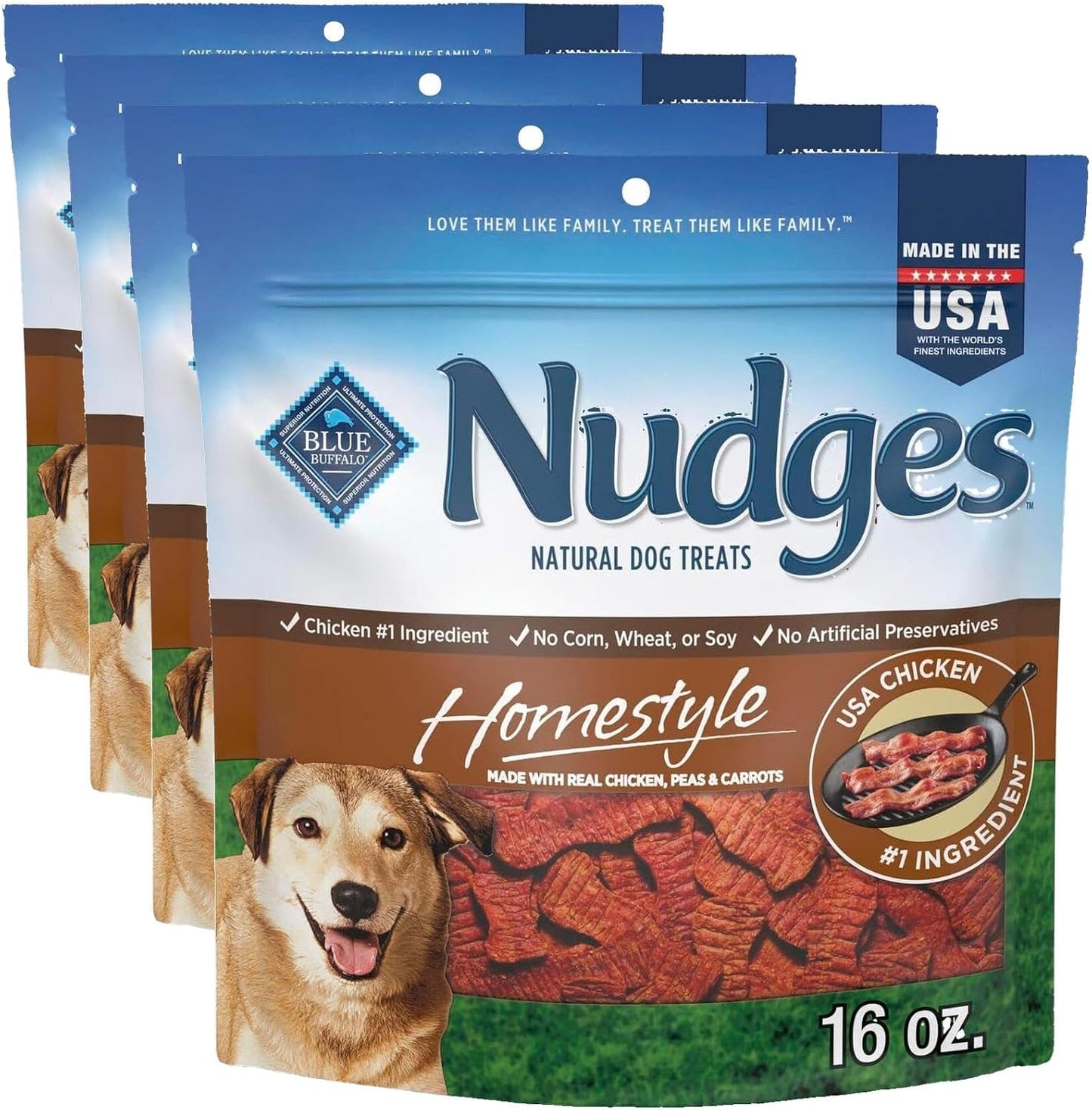 Blue Buffalo Nudges Homestyle Chicken Dog Treats, 16 oz | Real Chicken First, with Peas & Carrots, Made in the USA, No Corn, Wheat, or Soy