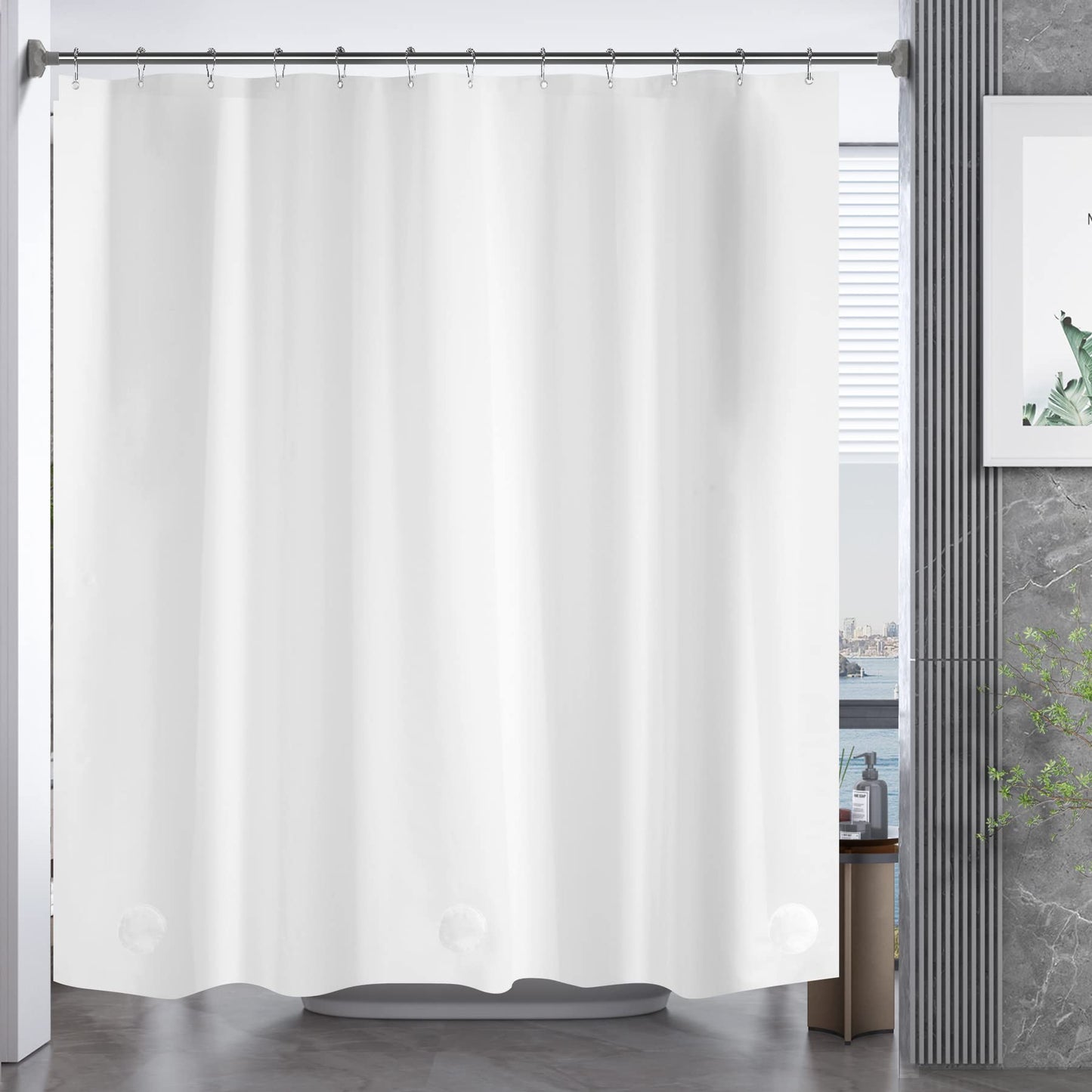 AmazerBath Plastic Shower Curtain Clear Premium PEVA, Clear Shower Curtain Heavy Duty 8G, Weighted Shower Curtains for Bathroom Accessories with 3 Big Stones and 12 Rustproof Grommets, 72x72 Inches