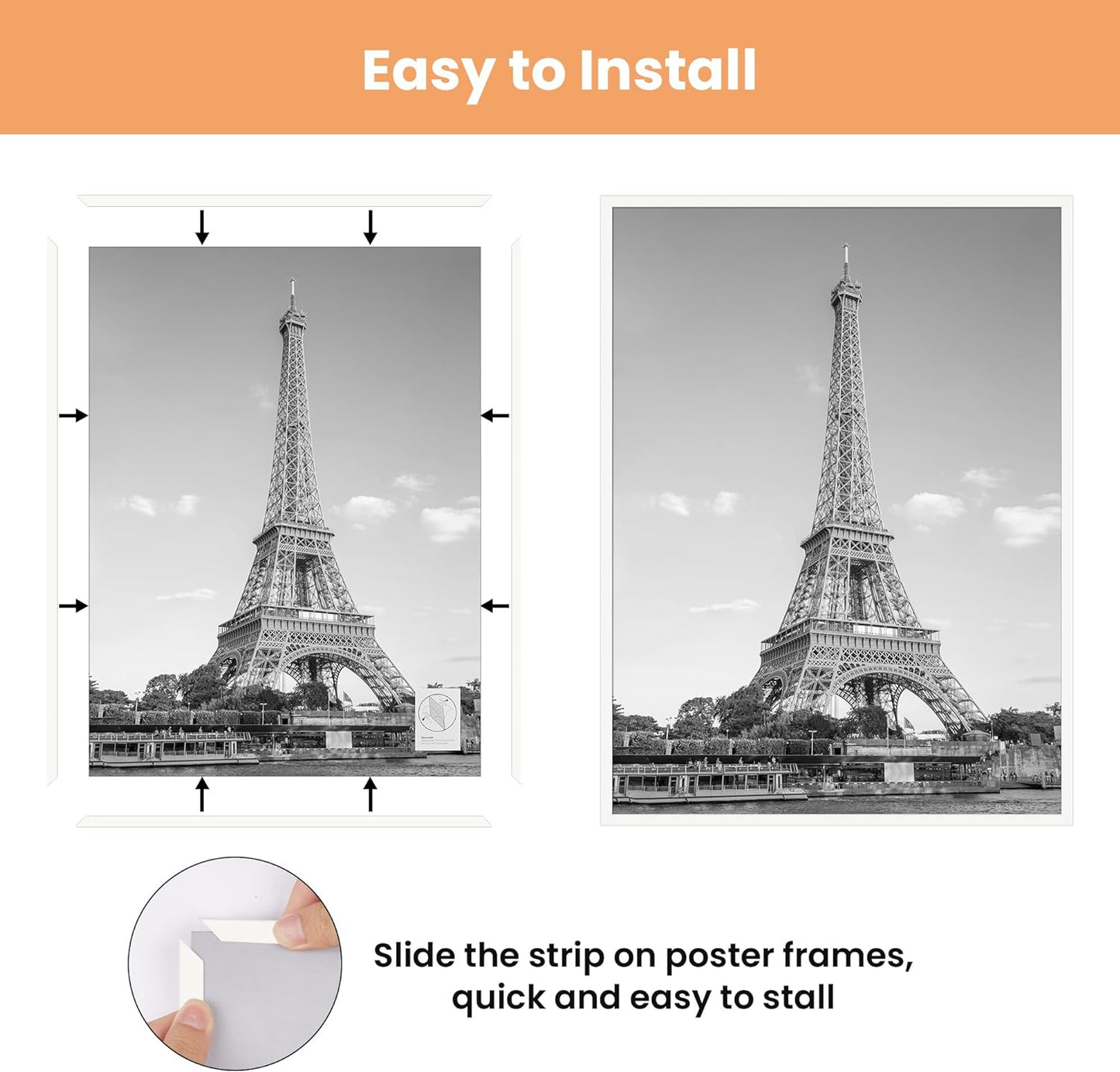 upsimples 12x16 Poster Frame, Easy Slide-In Assembly, Black, 3 Pack | Gallery Wall 12 x 16 Picture Frames Set for Family, Wedding, Christmas, Easy to Change Photos