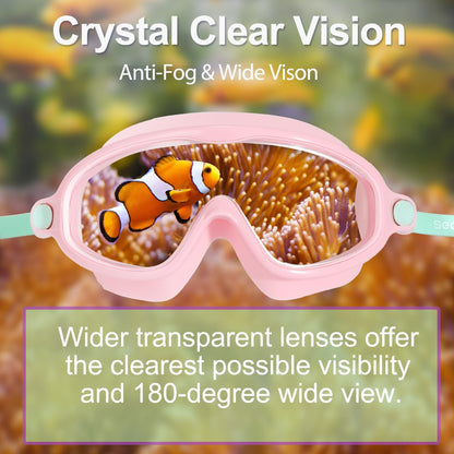 Seago Swim Goggles 2 Pack Anti-Fog Anti-UV Wide View Swimming Goggles for Kids 3-14