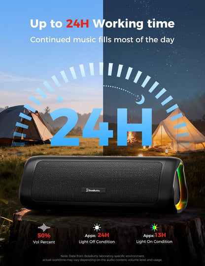 Bluetooth Speaker, 20W HD Sound, Portable Wireless, IPX5 Waterproof, Up to 24H Playtime, TWS Pairing, for Home/Party/Outdoor/Camping/Beach Essentials, Electronic Gadgets, Birthday Gift (Black)