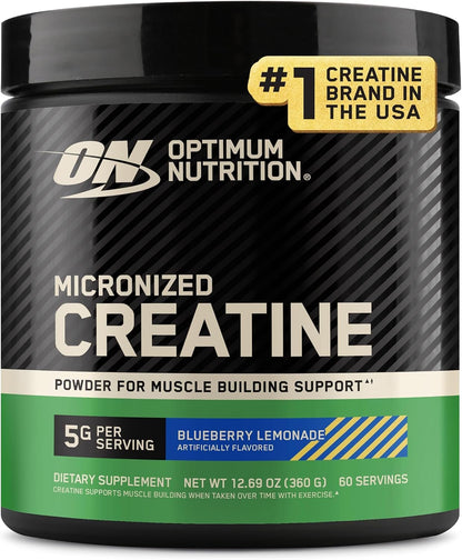Optimum Nutrition Creatine, Micronized Creatine Monohydrate Powder, Supports Strength & Recovery, Banned Substance Tested, Unflavored, 5g per Serving, 60 Servings | 5g Micronized Creatine Monohydrate Powder Per Serving, Supports Muscle Strength & Power, E