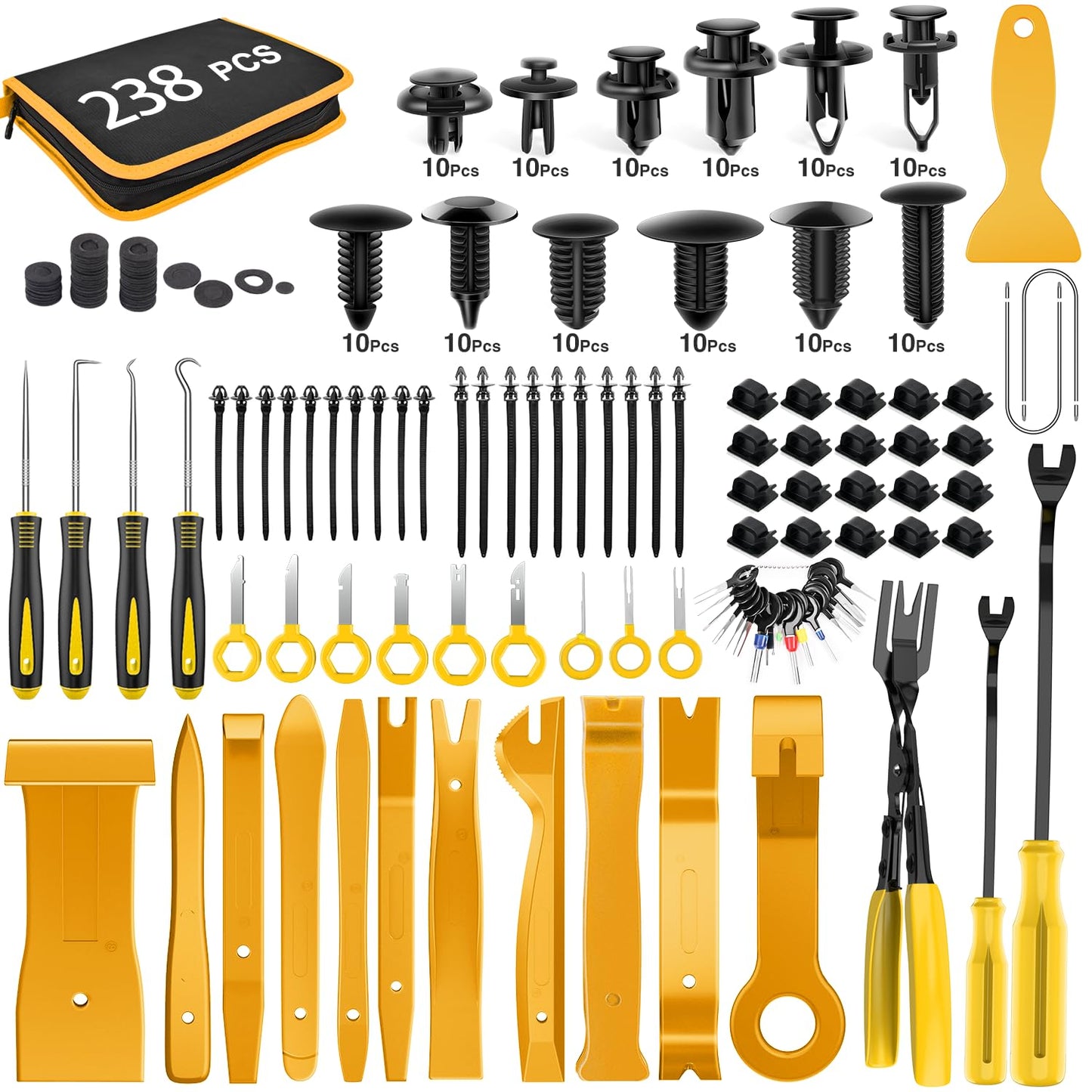 GOOACC 240PCS Bumper Retainer Clips Car Plastic Rivets Fasteners Push Retainer Kit 12 Popular Sizes Auto Push Pin Rivets Set -Door Trim Panel Fender Clips for GM Ford Toyota Honda Chrysler