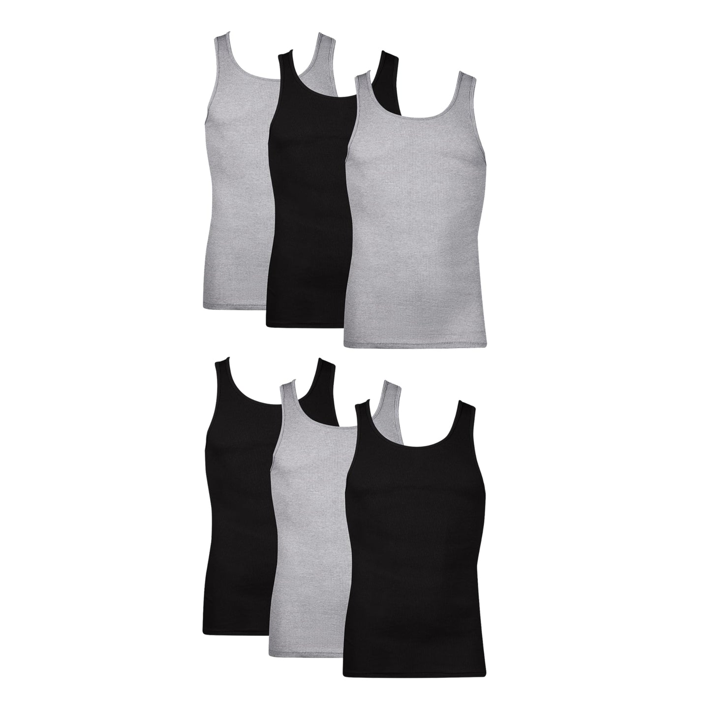 Hanes Men's Tank Undershirt Pack, Cotton Tank Undershirt, Moisture-Wicking, Breathable, White or Grey/Black, Multi-Pack