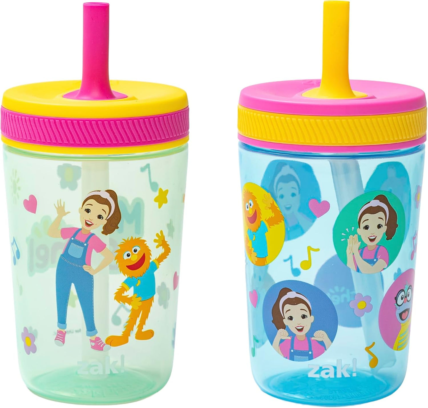 Zak Designs Sesame Street Kelso Toddler Tumblers For Travel or At Home, 15oz 2-Pack Durable Plastic Sippy Cups With Leak-Proof Design is Perfect For Kids (Elmo and Cookie Monster)