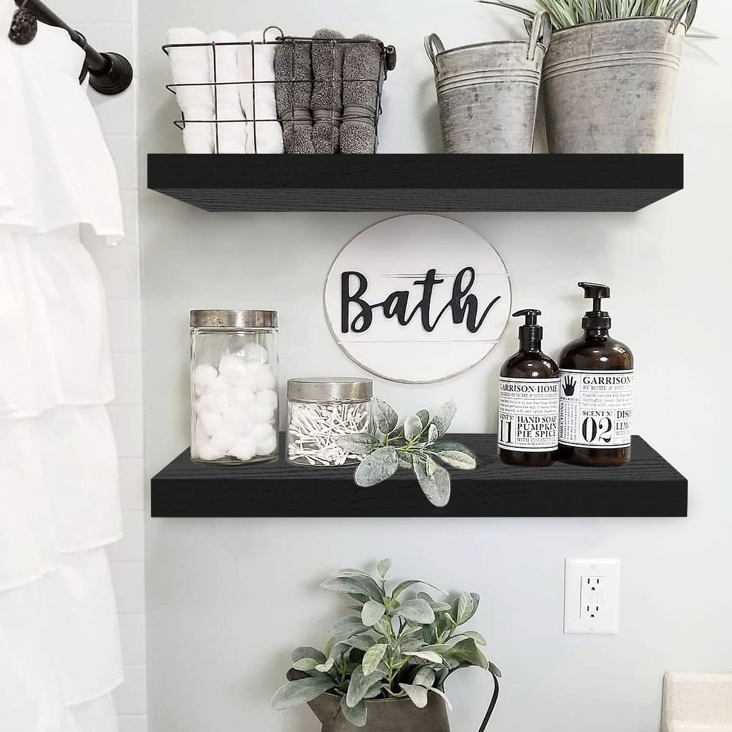 QEEIG Bathroom Floating Shelves for Wall - 15.7" Wall Mounted Shelf Over Toilet Farmhouse Home Decor Display Bookshelf Small 15.7 x 6.7 inch Set of 2, Rustic Brown (008-40BN)