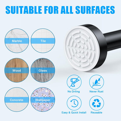 TEECK Shower Curtain Rod, 32-80 inch Adjustable Spring Tension Curtain Rod, Never Rust Anti-Slip Shower Curtain Rod for Bathroom, No Drilling, Never Collapse, Easy to Use, Silver