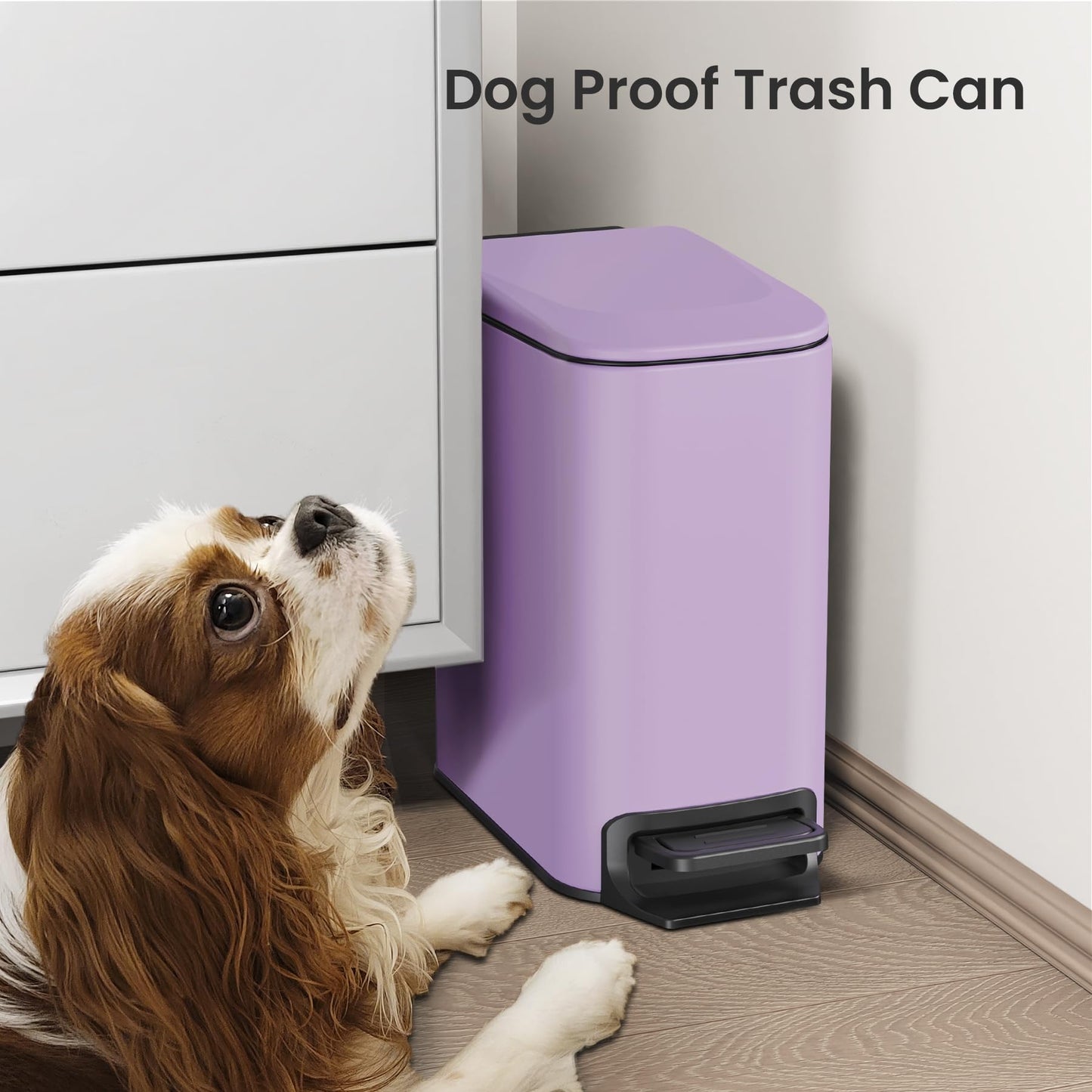 Cesun Small Bathroom Trash Can with Lid, 1.6 Gal, Soft Close, Sage Green | Step pedal soft close, Slim 5.9in fits narrow spaces, Stainless steel, Anti-fingerprint, Removable inner bucket, Odor seal