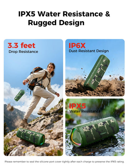 Bluetooth Speaker, 20W HD Sound, Portable Wireless, IPX5 Waterproof, Up to 24H Playtime, TWS Pairing, for Home/Party/Outdoor/Camping/Beach Essentials, Electronic Gadgets, Birthday Gift (Black)