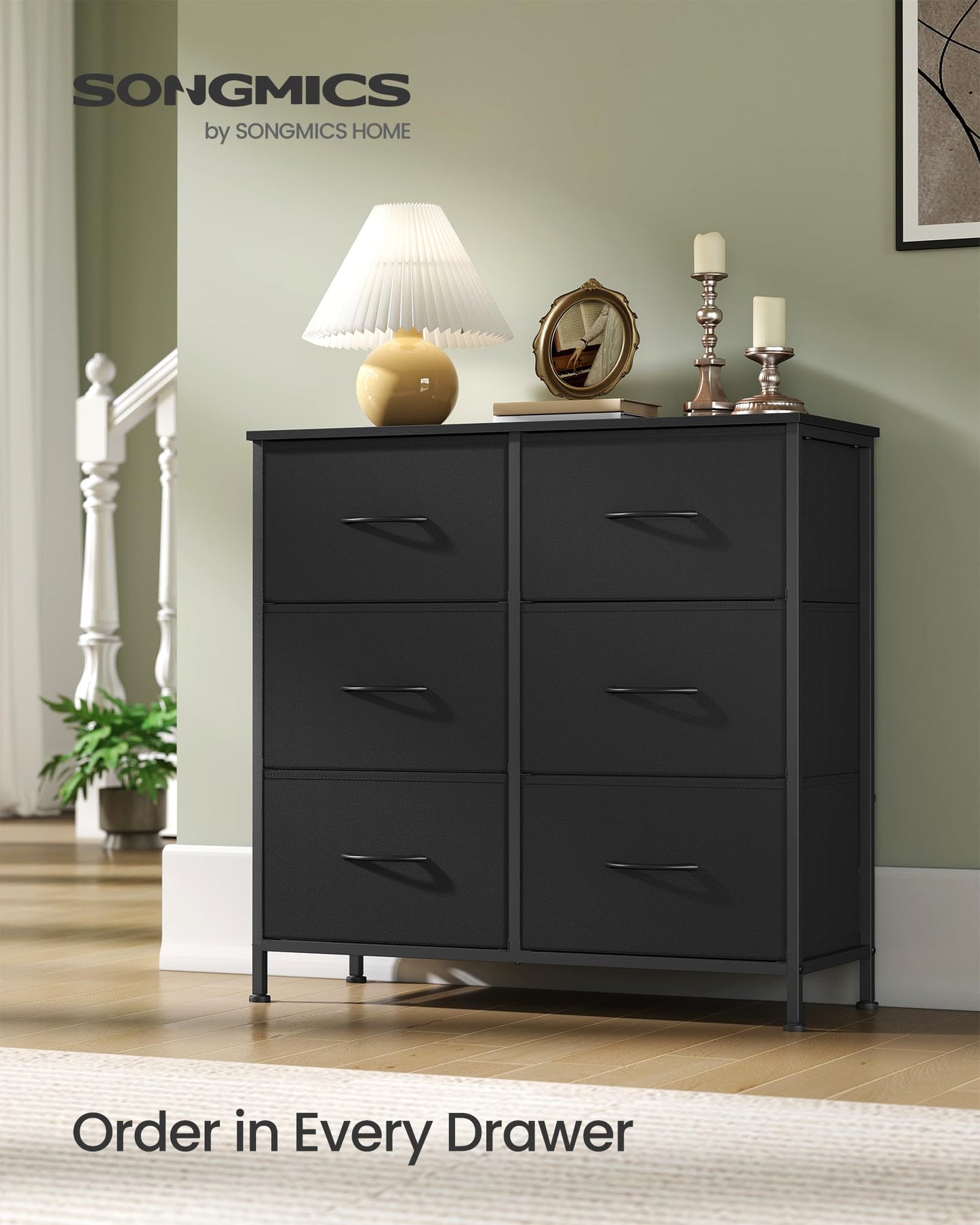SONGMICS BELLAH Collection - Dresser for Bedroom, Chest of Drawers, Storage Organizer Unit, Closet, Entryway, Steel, 4 Drawers, Modern, Ink Black and Ebony Black ULGS314B01S