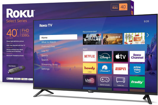 Roku 40-Inch Smart TV 2026 - Select Series, 1080p Full HD TV - RokuTV | Flat Screen LED Television with Voice Remote, Wi-Fi & Bluetooth Headphone Mode - Streaming Live Local News Sports & Movies