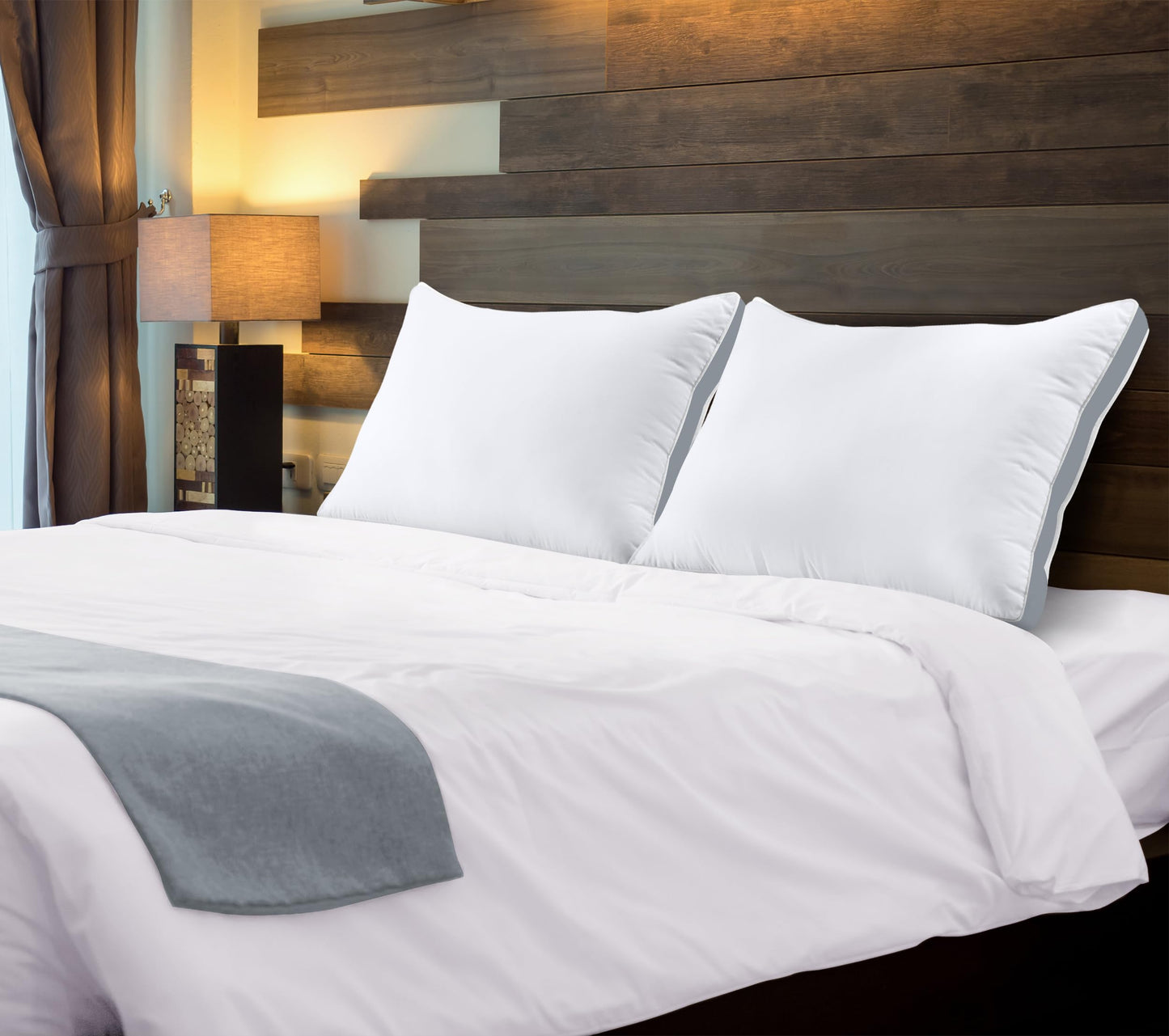 Utopia Bedding Gusset Bed Pillow, Hotel Pillows Queen Size Set of 2, White | Cotton Blended Down alternative pillows for sleeping, soft fluffy cooling comfort for Back, side & stomach sleepers, 2 pack