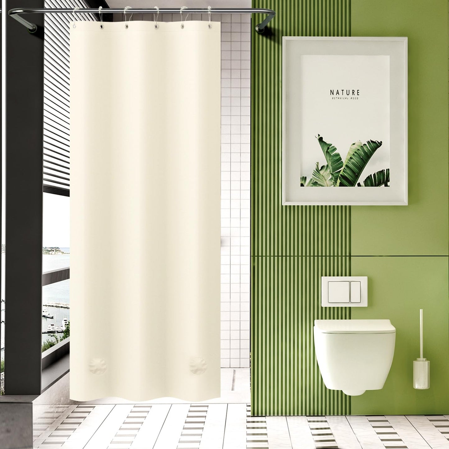 AmazerBath Plastic Shower Curtain Clear Premium PEVA, Clear Shower Curtain Heavy Duty 8G, Weighted Shower Curtains for Bathroom Accessories with 3 Big Stones and 12 Rustproof Grommets, 72x72 Inches