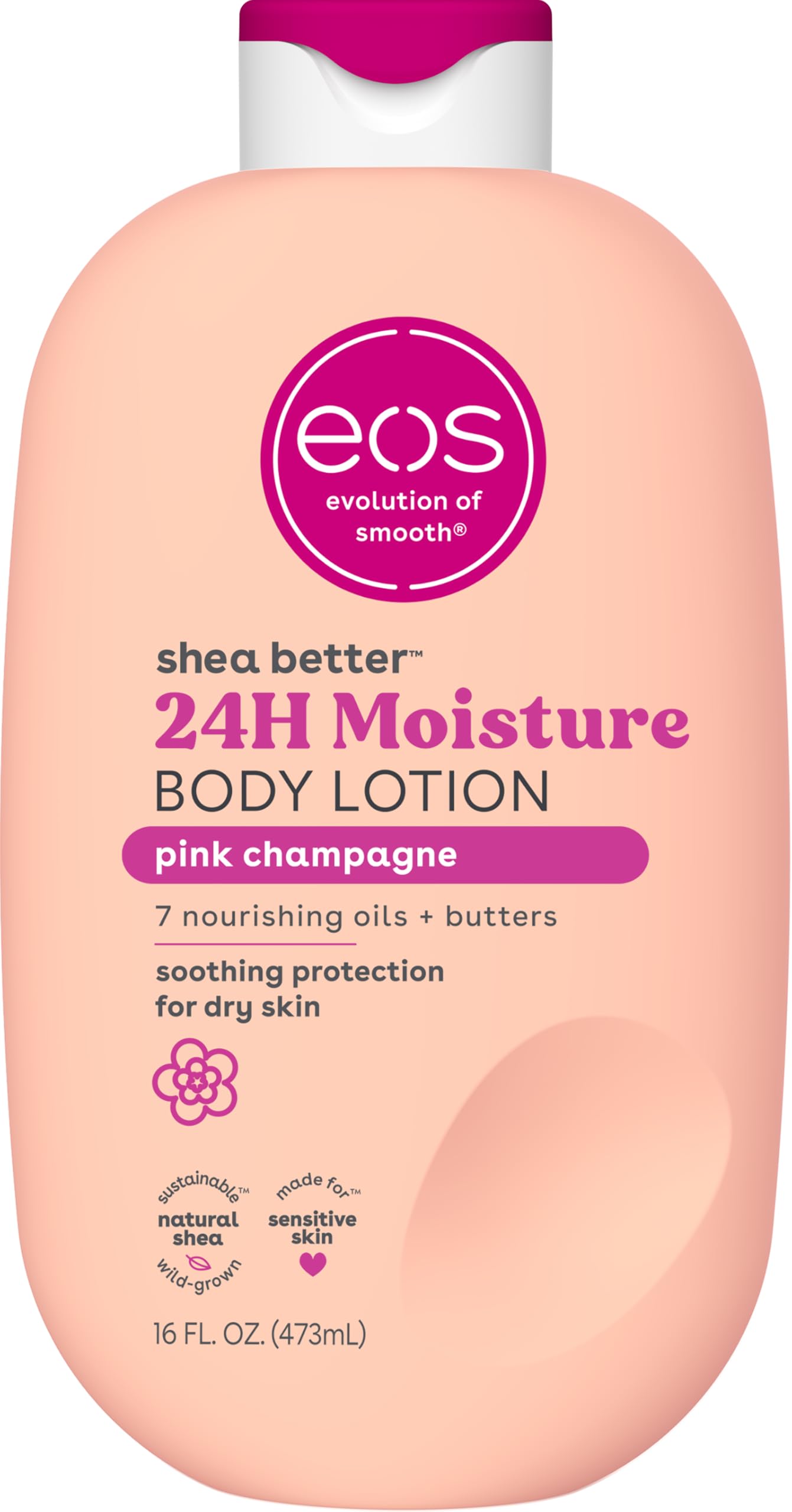 eos Shea Better Body Lotion- Vanilla Cashmere, 24-Hour Moisture, 16 fl oz
