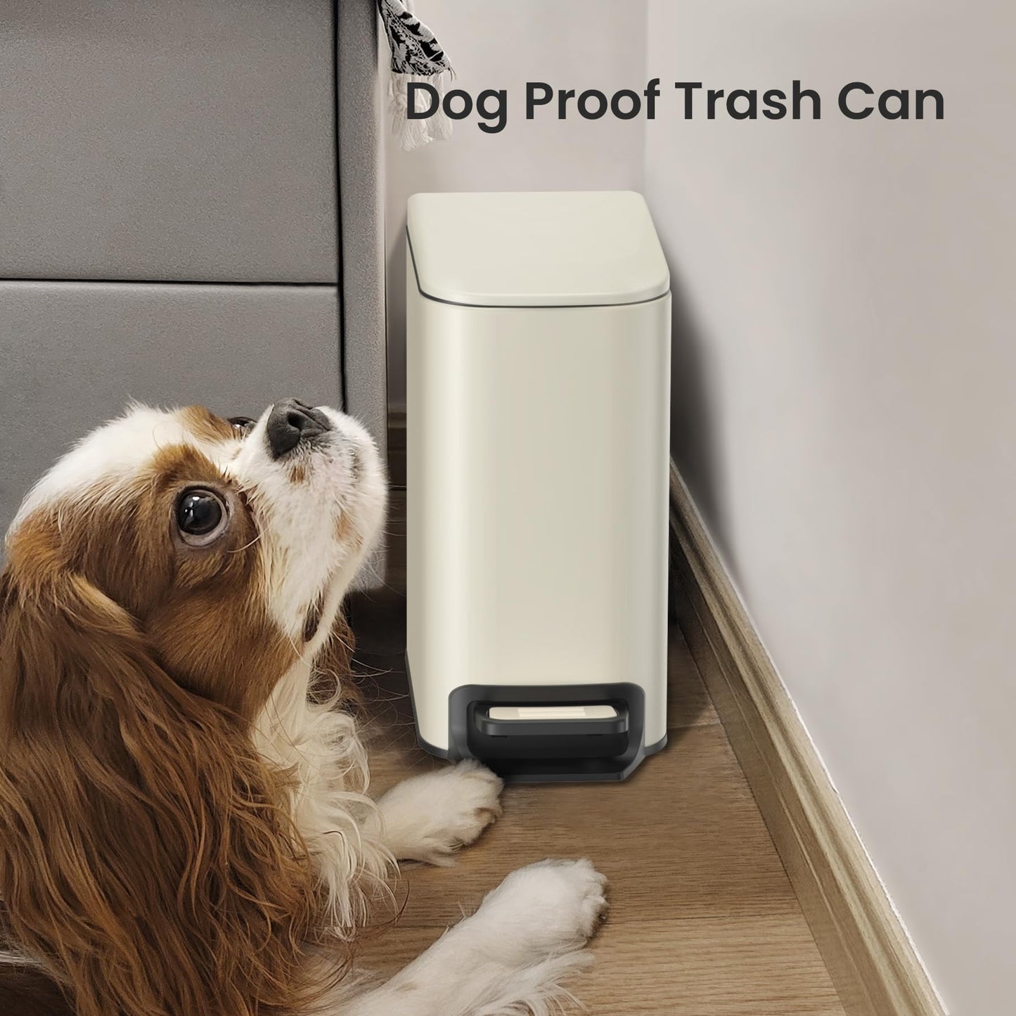 Cesun Small Bathroom Trash Can with Lid, 1.6 Gal, Soft Close, Sage Green | Step pedal soft close, Slim 5.9in fits narrow spaces, Stainless steel, Anti-fingerprint, Removable inner bucket, Odor seal