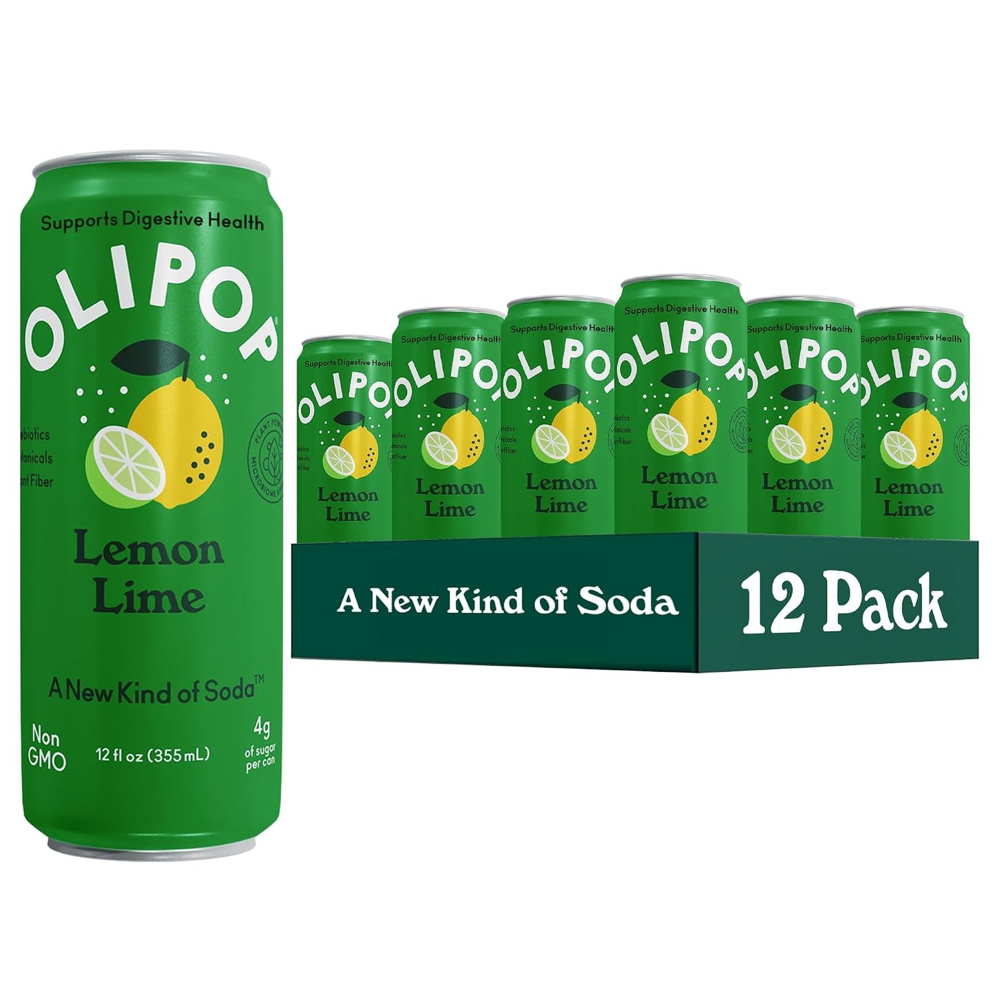OLIPOP 6g Fiber Prebiotic Soda, Classic Grape, 12 fl oz, 12Pack Skinny | Shelf Stable Prebiotic Soda (Skinny), 6g Fiber, 5g Sugar, Digestive Health Support, Prebiotics & Botanicals, Gluten Free