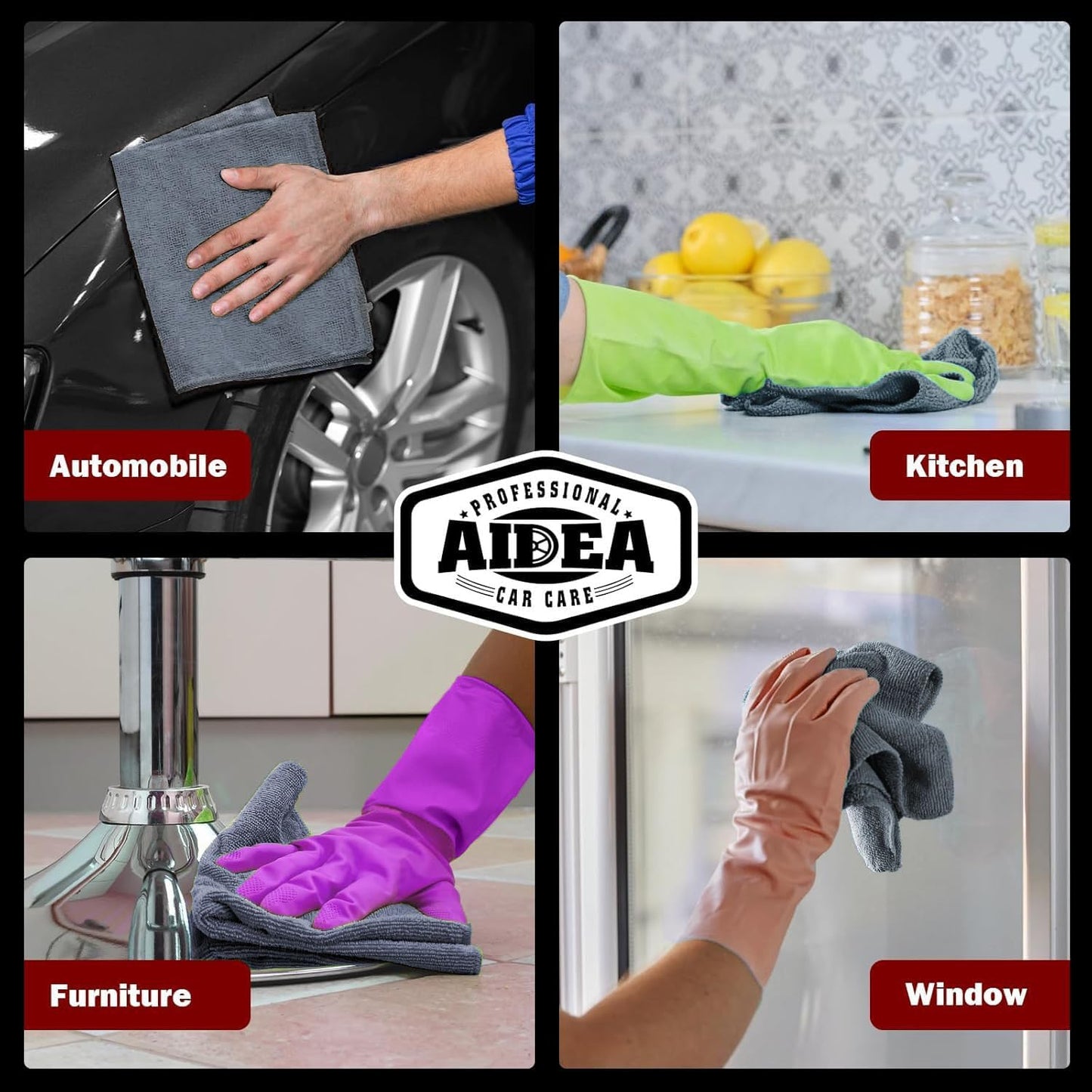 AIDEA Microfiber Cleaning Cloth-50PK, Microfiber Towels for Cars, 12×12" | Premium Wash Cloths, Dusting Cloth Cleaning Rags, Absorbent Towels for SUVs, House, Kitchen, Window, Cleaning Supplies