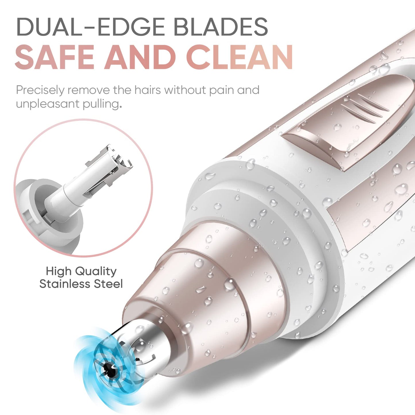 Ear and Nose Hair Trimmer Clipper - 2026 Professional Painless Eyebrow & Facial Hair Trimmer for Men Women,Battery-Operated Trimmer with IPX7 Waterproof,Dual Edge Blades for Easy Cleansing Black