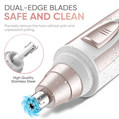 Ear and Nose Hair Trimmer Clipper - 2026 Professional Painless Eyebrow & Facial Hair Trimmer for Men Women,Battery-Operated Trimmer with IPX7 Waterproof,Dual Edge Blades for Easy Cleansing Black