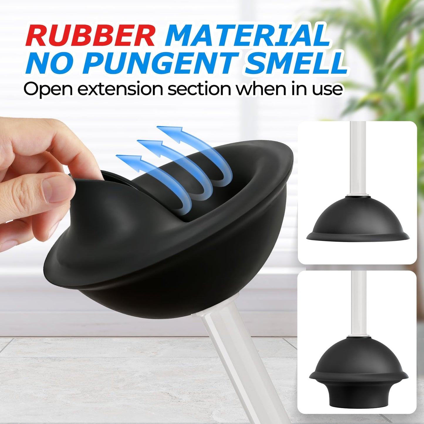 FORASTO 2in1 Toilet Brush and Plunger Set - Bathroom Bowl Holder Combo | 21" Extended, Apartment Must Haves, Accessories Decor, Essentials, New Home Storage, Scrubbing Tools, Washing Supplies, Black