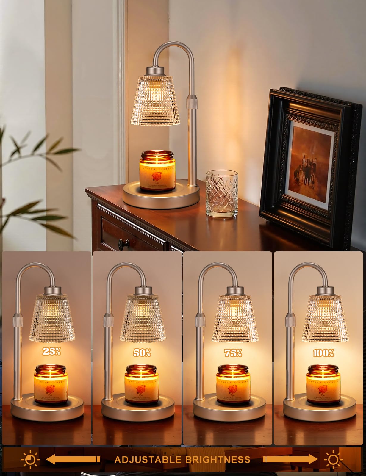 Candle Warmer Lamp with Timer Home Decor Birthday Gifts for Women | Dimmable Candle Warmer for Jar Candles, Height Adjustable Wax Melts Warmer,Room Decor House Warming Gifts New