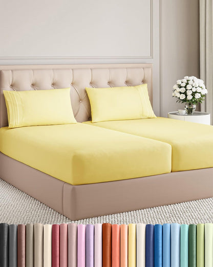 Twin XL 3 Piece Sheet Set - College Dorm Room Essentials - White | Deep Pocket Bed Sheets for Women, Men, Teens & Students, Soft, Cooling, Breathable & Wrinkle Free, Oeko-Tex Bed Sheet Set