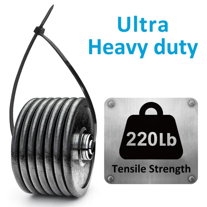 Zip Ties Assorted Sizes(4”+6”+8”+12”), 400 Pack, Black Cable Ties, UV Resistant Wire Ties by ANOSON