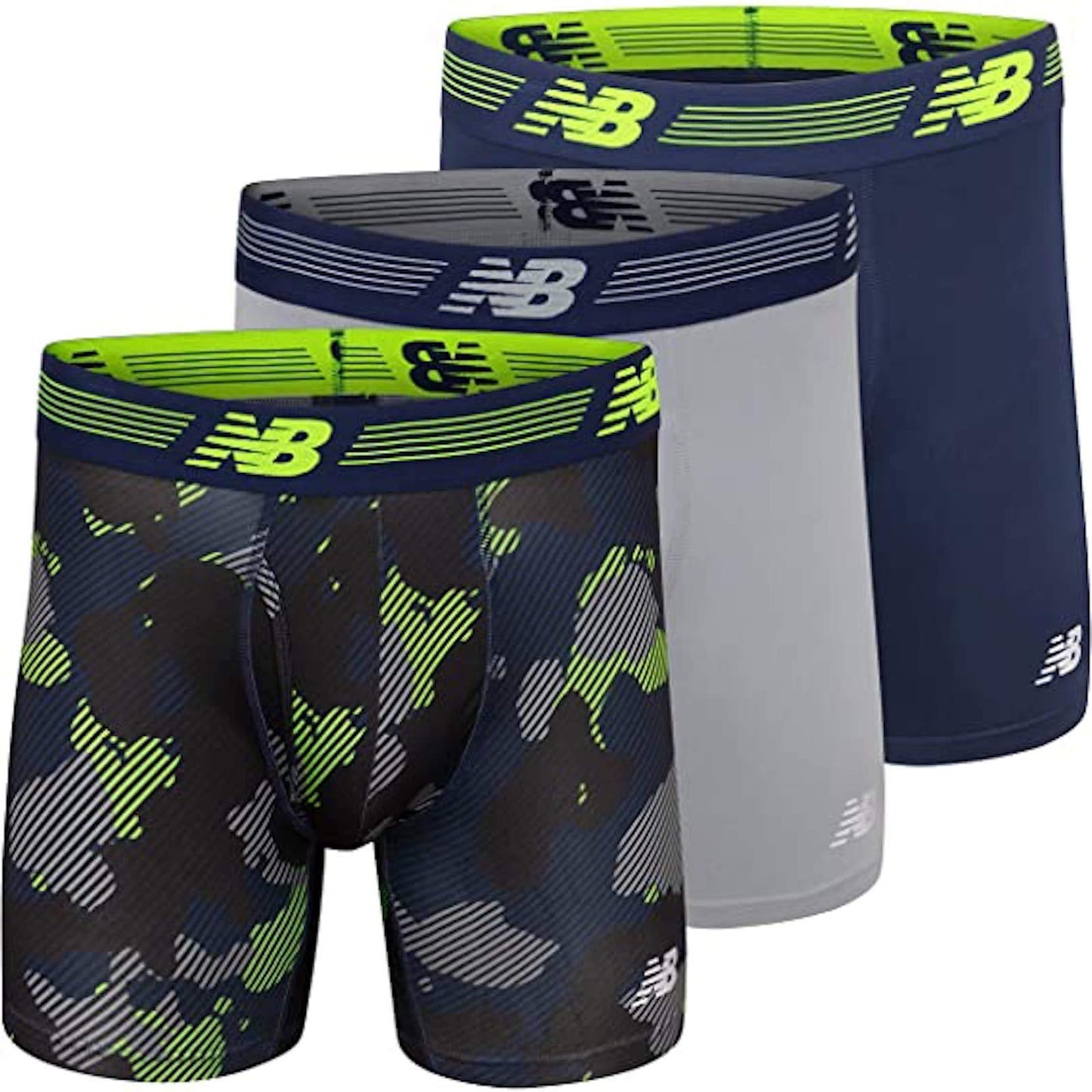 New Balance Men's Performance Boxer Briefs with Fly, Breathable Stretch Underwear, Moisture Wicking, Soft Waistband (3 Pack)