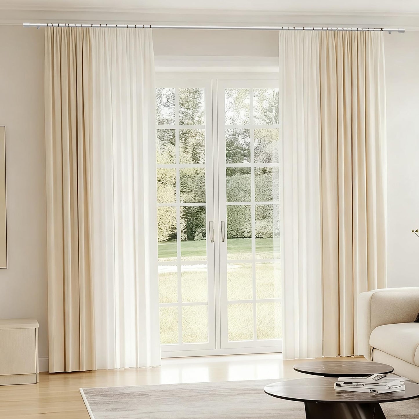 Curtain Rods 30-60 Inch, Adjustable Black Curtain Rods for Windows 2 Pack | 5/8" Diameter for 30-54 Inch Windows, Spliced Window Treatment Rod with Brackets, Long Small Rod for Bedroom, Living Room