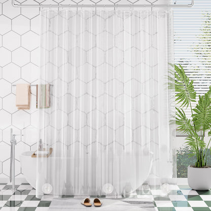 AmazerBath Plastic Shower Curtain Clear Premium PEVA, Clear Shower Curtain Heavy Duty 8G, Weighted Shower Curtains for Bathroom Accessories with 3 Big Stones and 12 Rustproof Grommets, 72x72 Inches