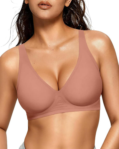 OEAK Womens Jelly Bras Wireless Deep V Bralette Comfy Push Up Tshirt Bras | Comfortable,support and lift,no underwire,bralettes,plunge,full coverage,invisible,balconette,minimizer,no show,soft