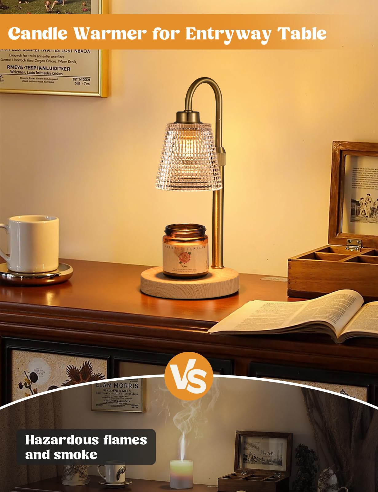 Candle Warmer Lamp with Timer Home Decor Birthday Gifts for Women | Dimmable Candle Warmer for Jar Candles, Height Adjustable Wax Melts Warmer,Room Decor House Warming Gifts New